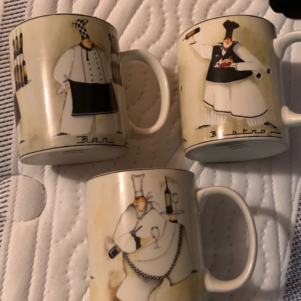 3 Mikasa coffee mugs. Gourmet Basics by Mikasa design by Jennifer Garant.